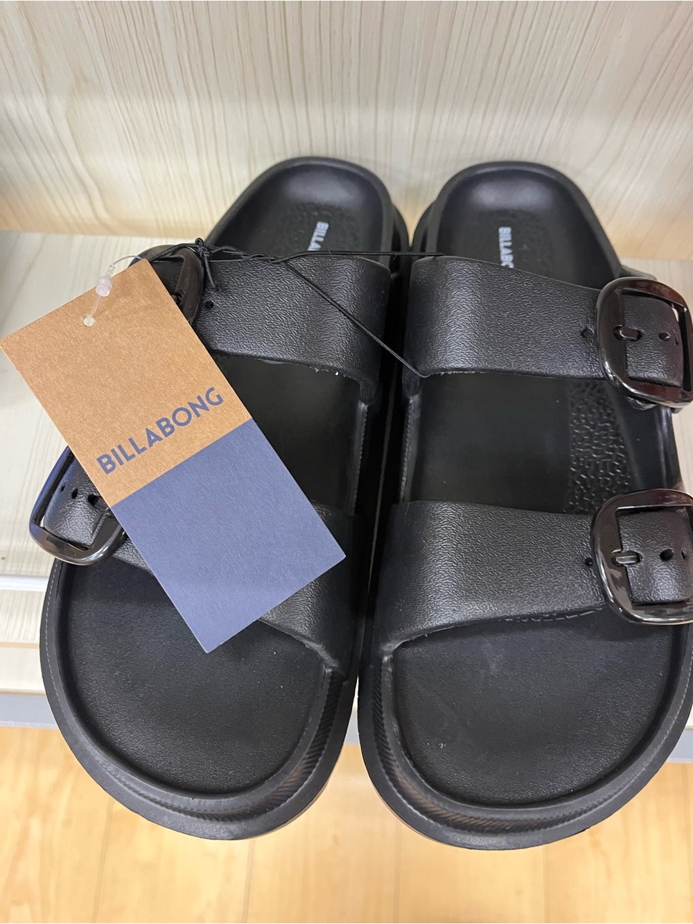 New black adj buckle men’s Billabong Cloud soft 1” Platform Slides Sandals